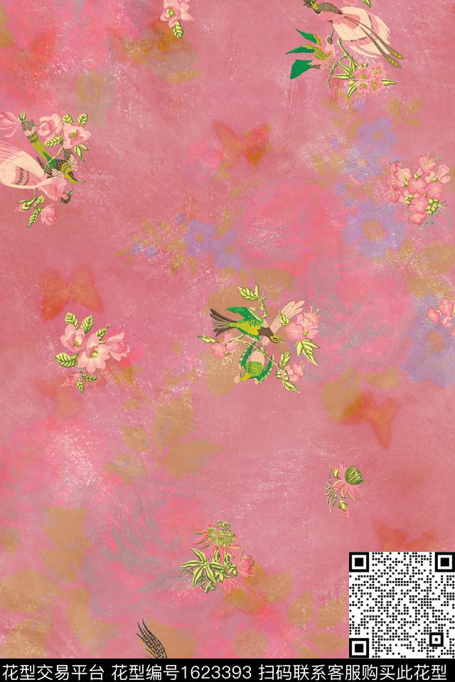 中国风花卉鸟数码印花花型下载（图片编号: 1623393） - 瓦栏（Walan）