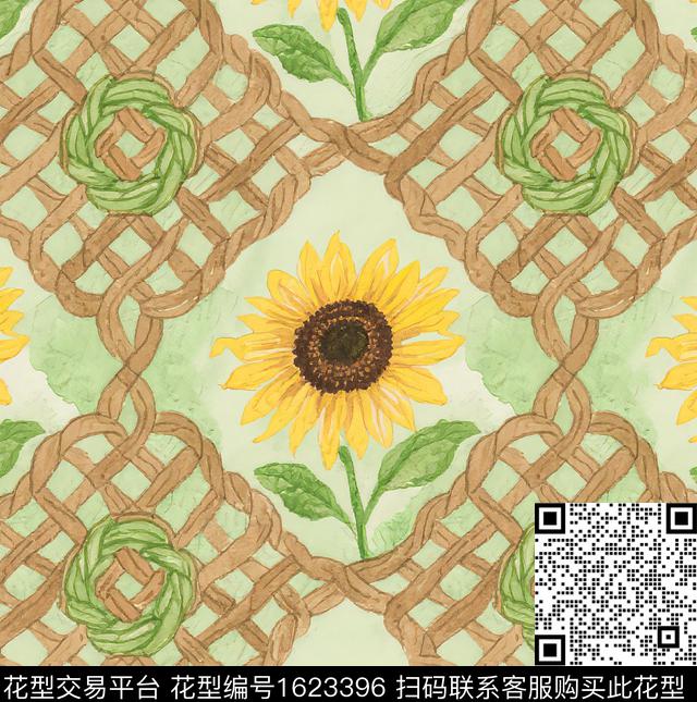 向日葵编织渐变数码印花花型下载（图片编号: 1623396） - 瓦栏（Walan）