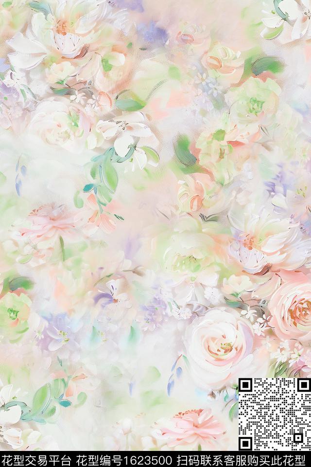 花卉抽象花卉数码印花花型下载（图片编号: 1623500） - 瓦栏（Walan）