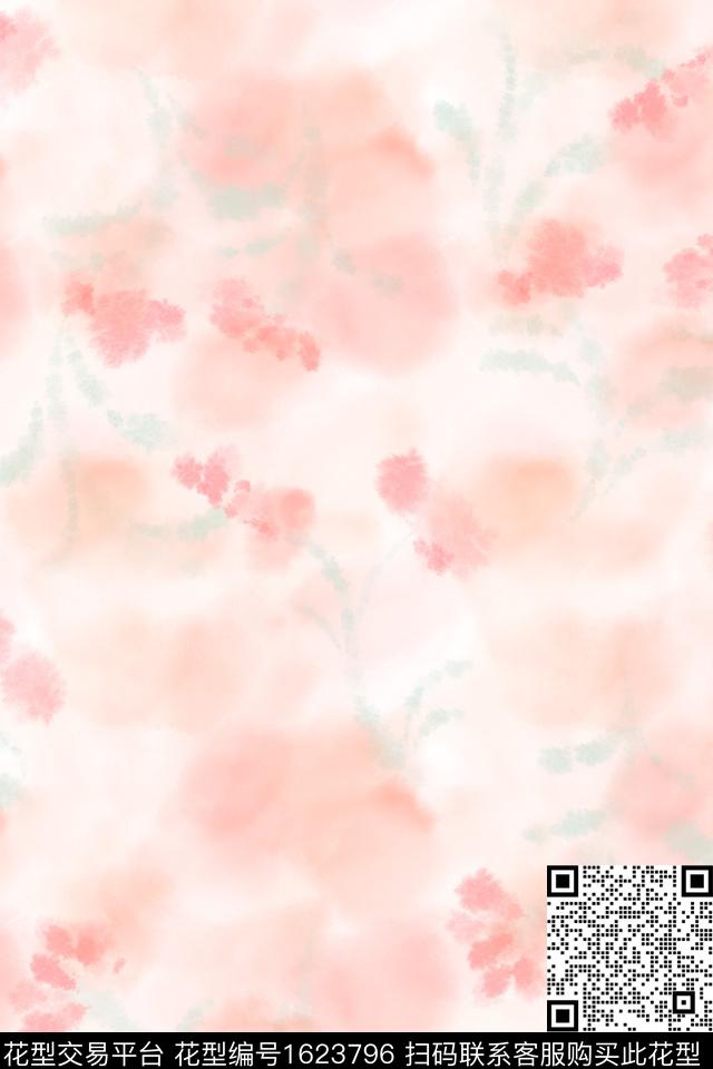 小清新花卉水彩数码印花花型下载（图片编号: 1623796） - 瓦栏（Walan）