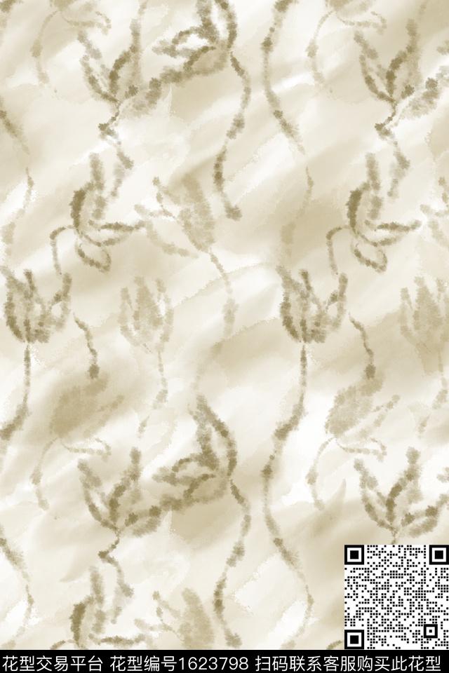侘寂花卉水彩数码印花花型下载（图片编号: 1623798） - 瓦栏（Walan）