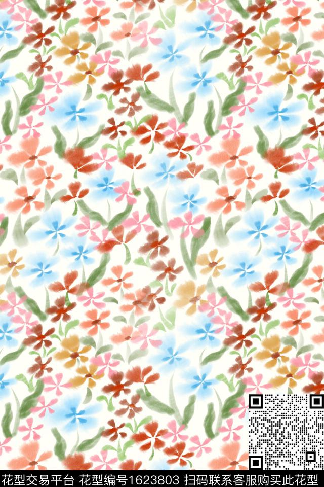 小清新花卉小碎花数码印花花型下载（图片编号: 1623803） - 瓦栏（Walan）