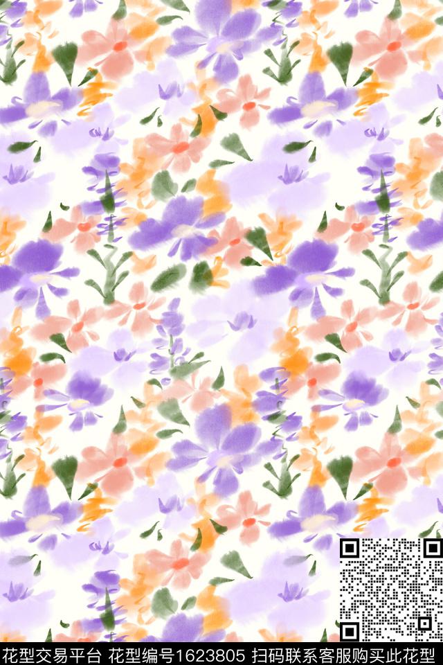 小清新花卉小碎花数码印花花型下载（图片编号: 1623805） - 瓦栏（Walan）