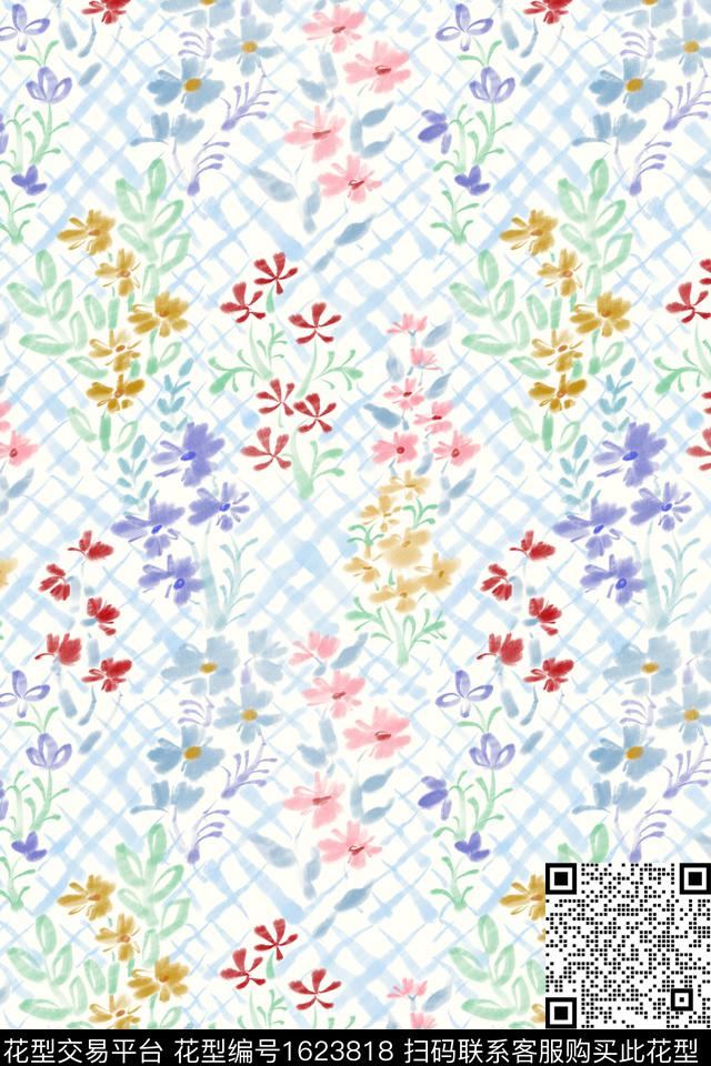 小清新花卉小碎花数码印花花型下载（图片编号: 1623818） - 瓦栏（Walan）