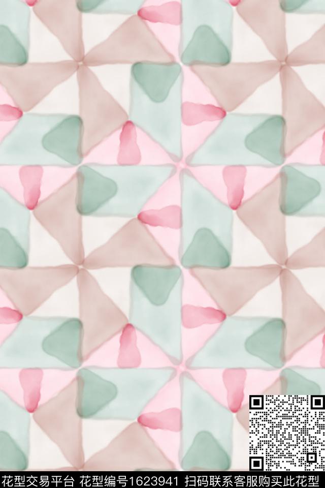 小清新简约水彩数码印花花型下载（图片编号: 1623941） - 瓦栏（Walan）