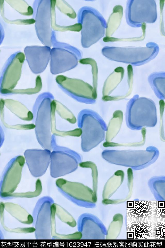 花卉简约水彩数码印花花型下载（图片编号: 1623947） - 瓦栏（Walan）