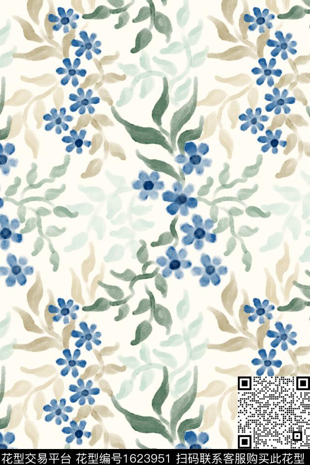 小清新花卉小碎花数码印花花型下载（图片编号: 1623951） - 瓦栏（Walan）