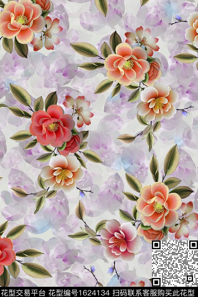 刺绣花卉中老年数码印花花型下载（图片编号: 1624134） - 瓦栏（Walan）
