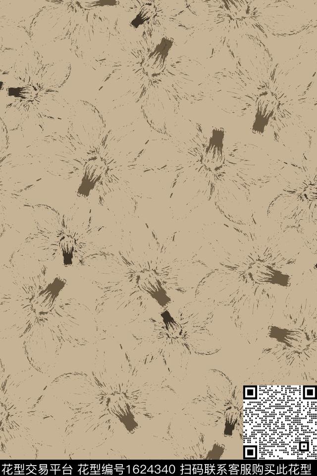 花卉抽象纹理数码印花花型下载（图片编号: 1624340） - 瓦栏（Walan）