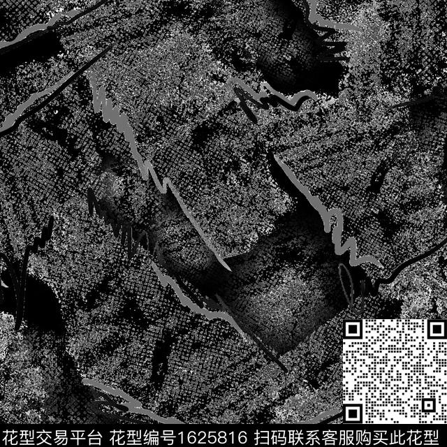 黑白花型男装抽象数码印花花型下载（图片编号: 1625816） - 瓦栏（Walan）
