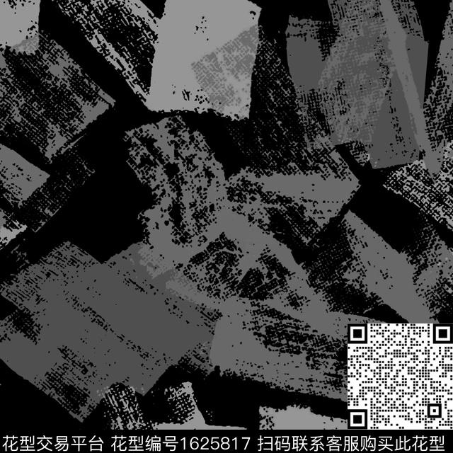 黑白花型男装抽象数码印花花型下载（图片编号: 1625817） - 瓦栏（Walan）