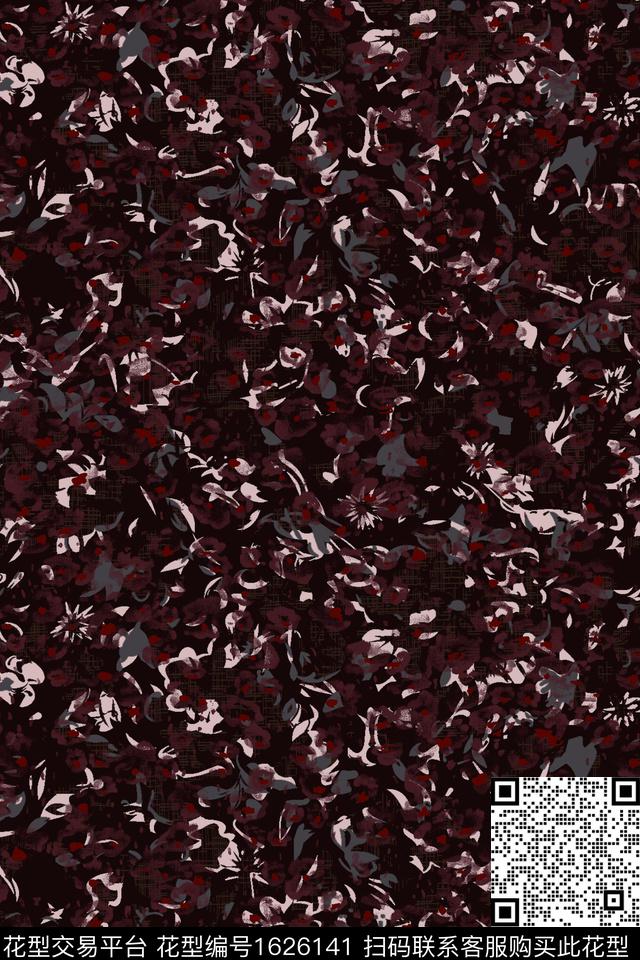 抽象花卉中老年抽象数码印花花型下载（图片编号: 1626141） - 瓦栏（Walan）