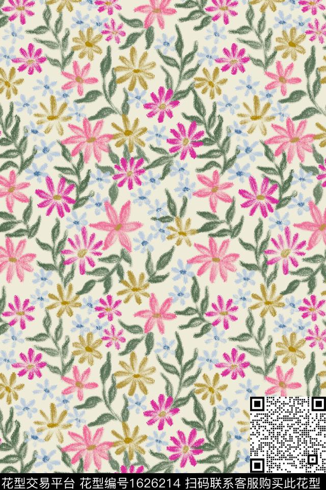 花卉小碎花满版散花数码印花花型下载（图片编号: 1626214） - 瓦栏（Walan）