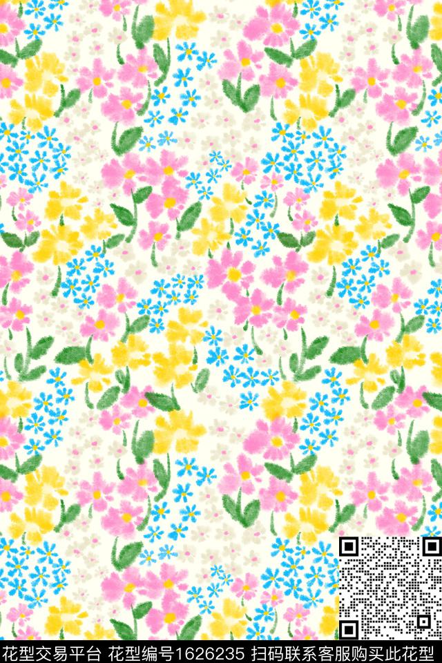 小清新花卉小碎花数码印花花型下载（图片编号: 1626235） - 瓦栏（Walan）