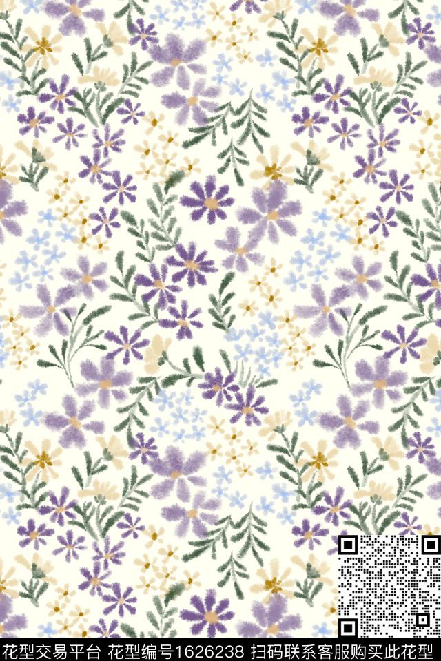 小清新花卉小碎花数码印花花型下载（图片编号: 1626238） - 瓦栏（Walan）