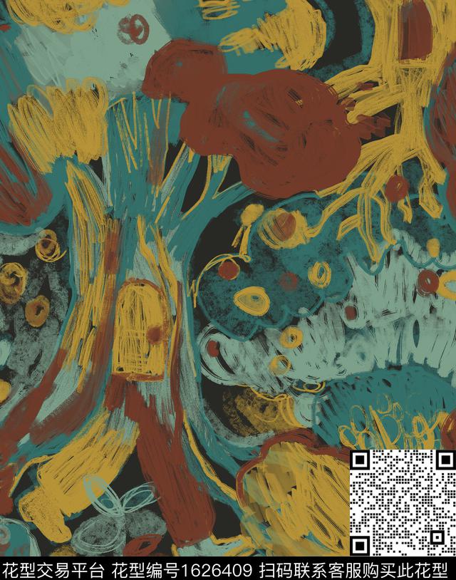 涂鸦童装手绘数码印花花型下载（图片编号: 1626409） - 瓦栏（Walan）