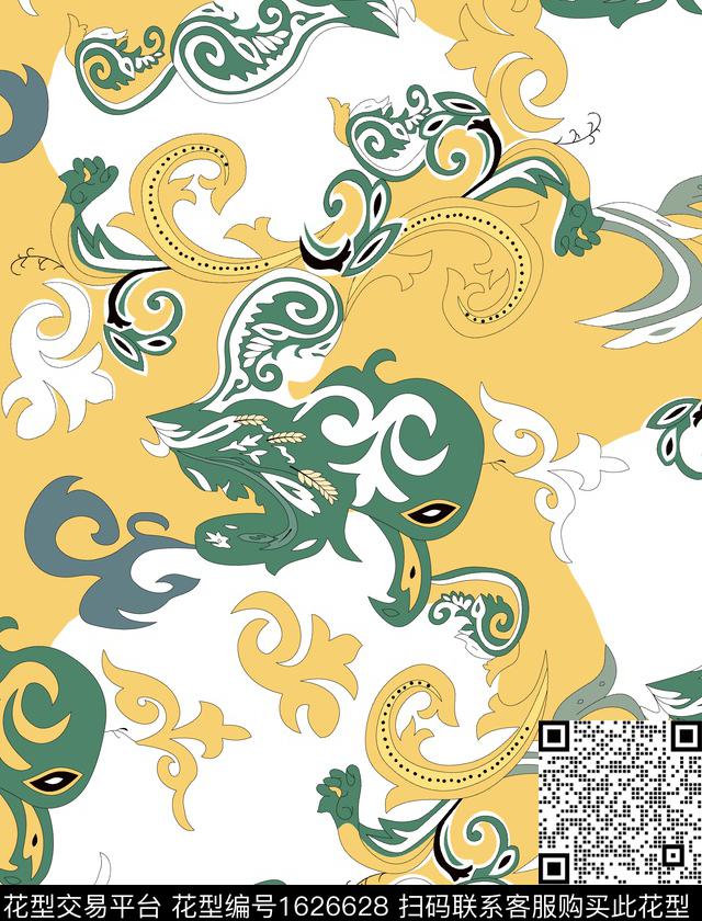 民族风卷草佩斯利数码印花花型下载（图片编号: 1626628） - 瓦栏（Walan）