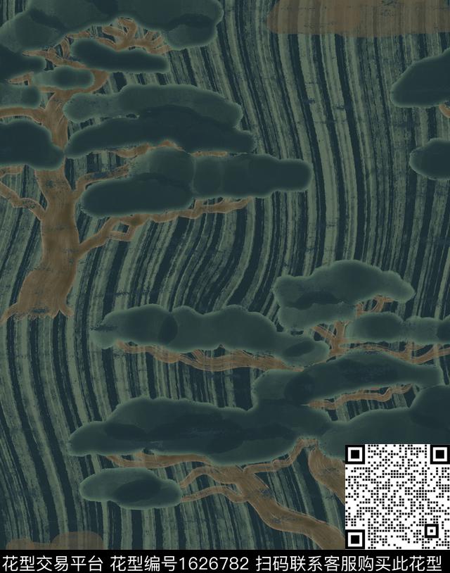 中国风水墨风波浪纹数码印花花型下载（图片编号: 1626782） - 瓦栏（Walan）