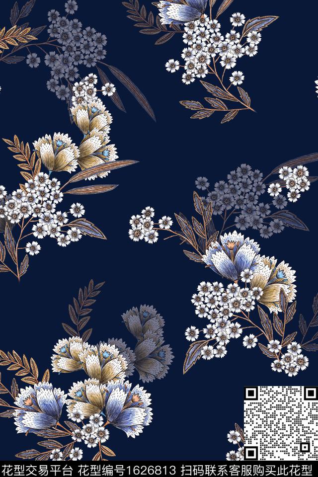 影花花卉中老年数码印花花型下载（图片编号: 1626813） - 瓦栏（Walan）