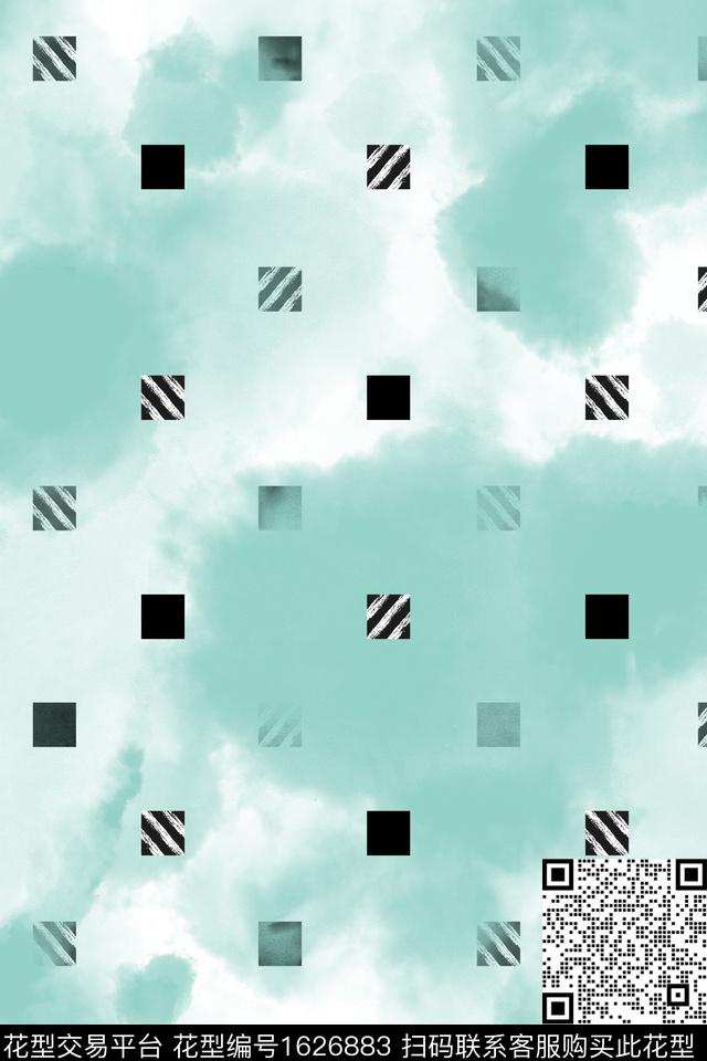 肌理水彩几何数码印花花型下载（图片编号: 1626883） - 瓦栏（Walan）