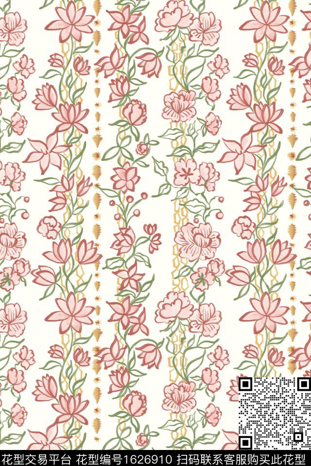 小清新清爽底花卉花卉数码印花花型下载（图片编号: 1626910） - 瓦栏（Walan）