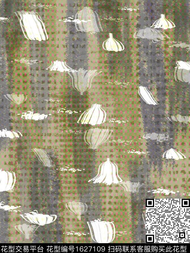 抽象笔触影花数码印花花型下载（图片编号: 1627109） - 瓦栏（Walan）