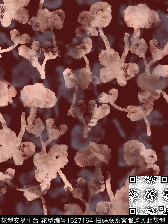 抽象抽象花卉影花数码印花花型下载（图片编号: 1627164） - 瓦栏（Walan）