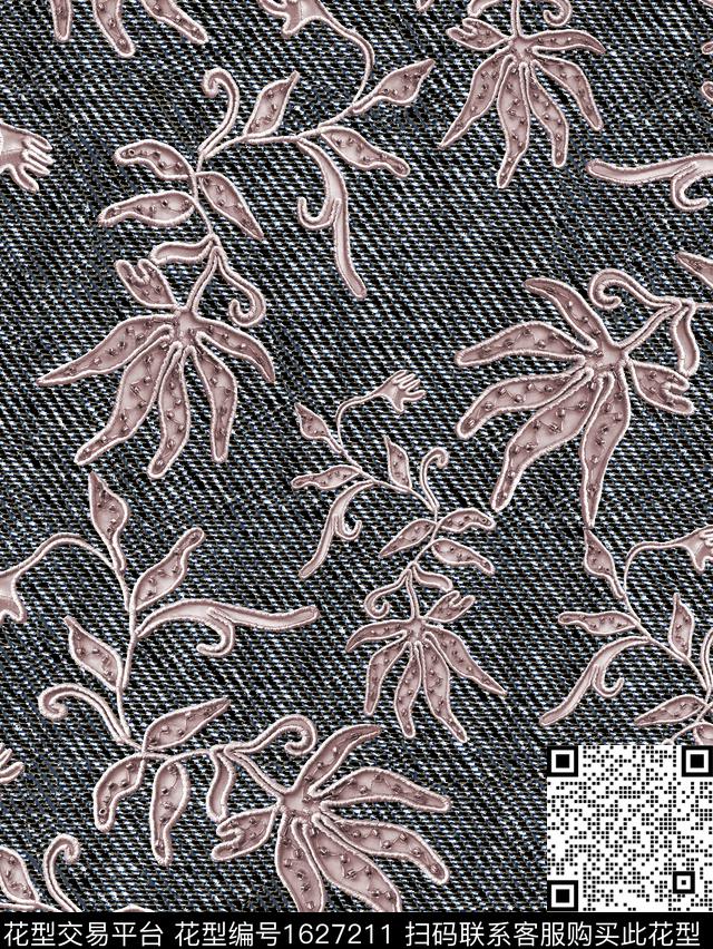 中老年抽象花卉植物数码印花花型下载（图片编号: 1627211） - 瓦栏（Walan）