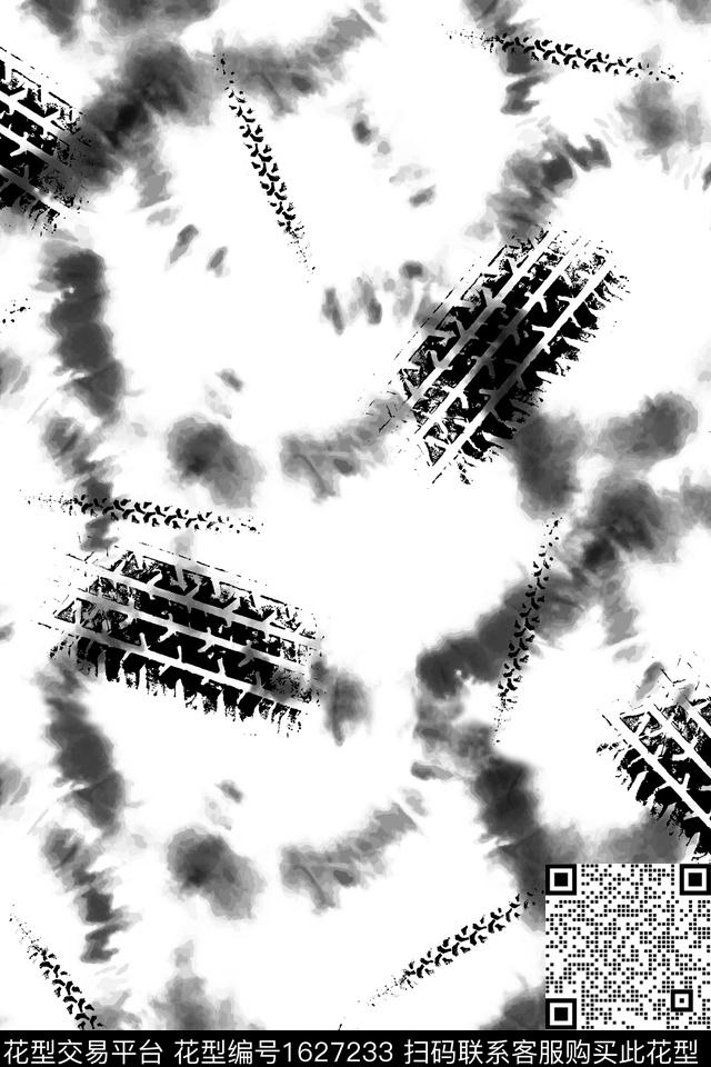 黑白花型男装抽象数码印花花型下载（图片编号: 1627233） - 瓦栏（Walan）