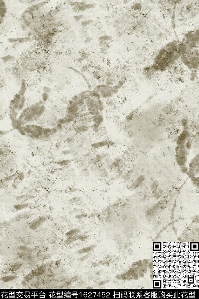 侘寂绿植树叶复古数码印花花型下载（图片编号: 1627452） - 瓦栏（Walan）