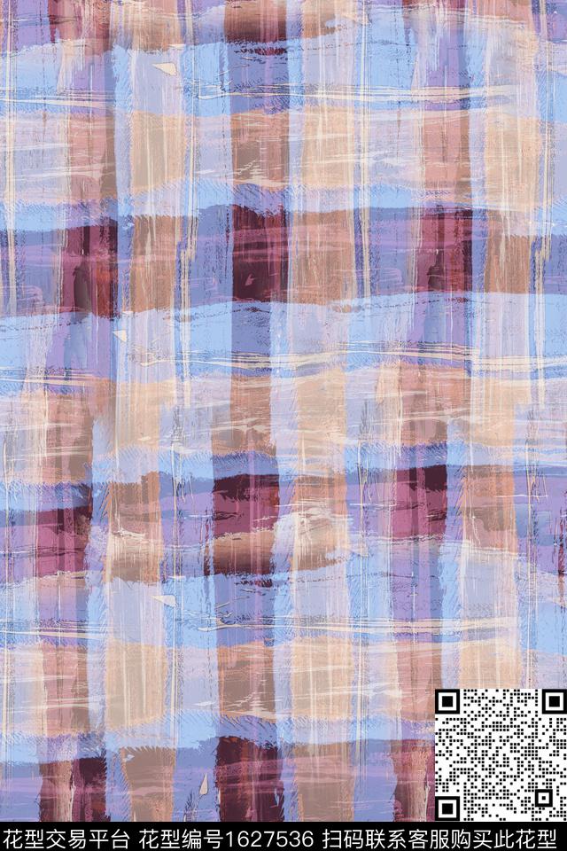 小清新真丝格子数码印花花型下载（图片编号: 1627536） - 瓦栏（Walan）