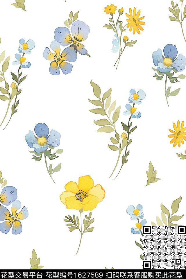 小清新花卉春夏花型数码印花花型下载（图片编号: 1627589） - 瓦栏（Walan）