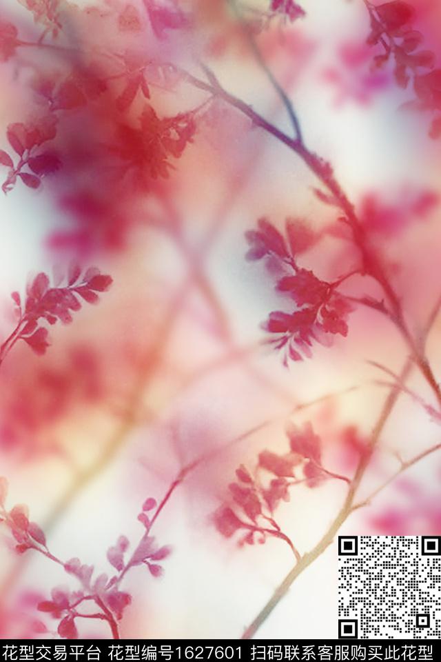 真丝树枝渐变数码印花花型下载（图片编号: 1627601） - 瓦栏（Walan）