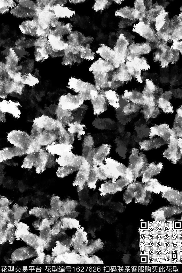 黑白花型肌理笔触数码印花花型下载（图片编号: 1627626） - 瓦栏（Walan）