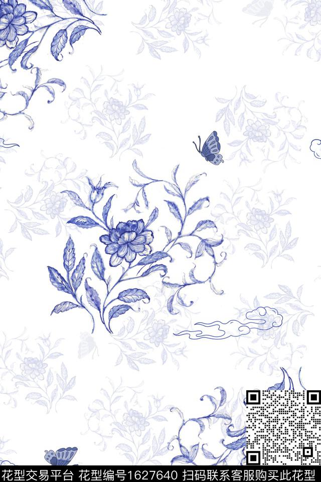 中国风手绘传统纹样数码印花花型下载（图片编号: 1627640） - 瓦栏（Walan）