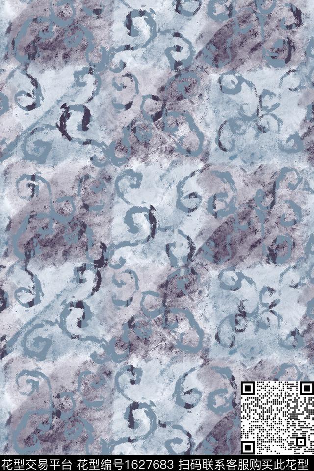 民族风肌理水彩数码印花花型下载（图片编号: 1627683） - 瓦栏（Walan）