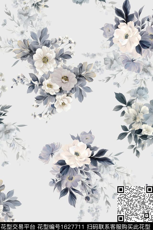 花卉水彩花卉清雅数码印花花型下载（图片编号: 1627711） - 瓦栏（Walan）