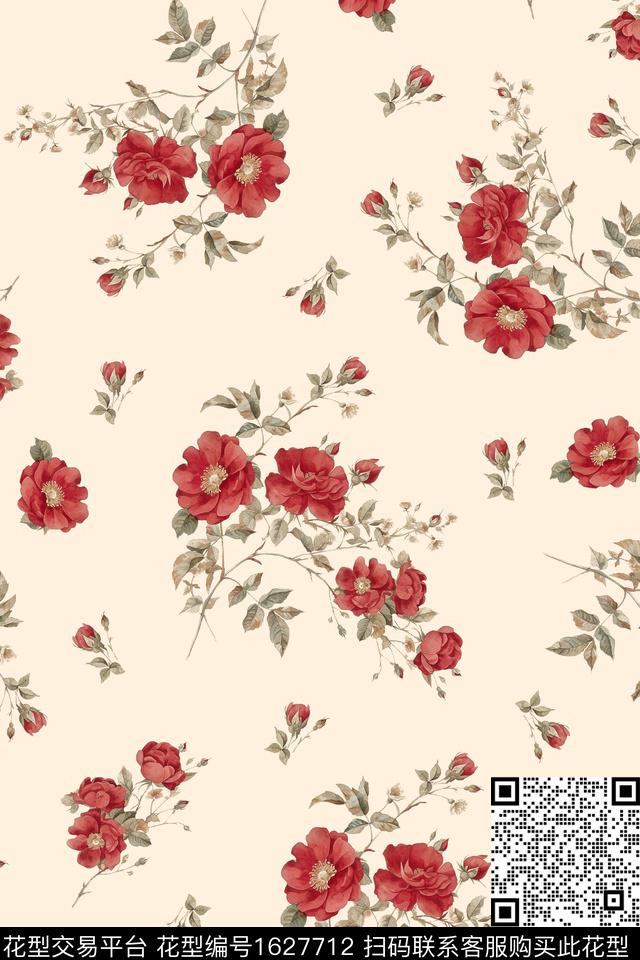 花卉水彩花卉数码印花花型下载（图片编号: 1627712） - 瓦栏（Walan）