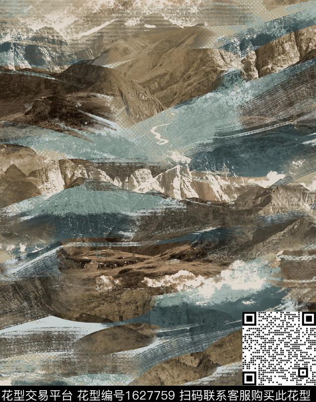户外笔触男装数码印花花型下载（图片编号: 1627759） - 瓦栏（Walan）