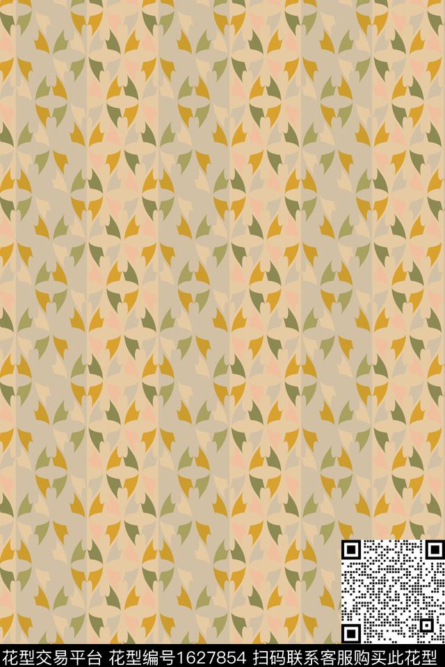 小清新休闲线条数码印花花型下载（图片编号: 1627854） - 瓦栏（Walan）