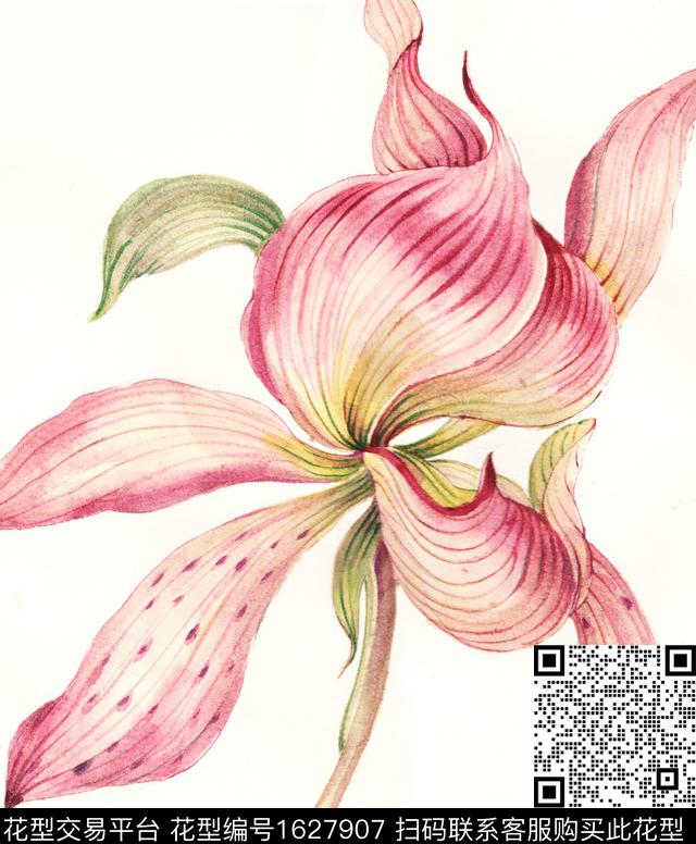 大花定位花手绘大花数码印花花型下载（图片编号: 1627907） - 瓦栏（Walan）
