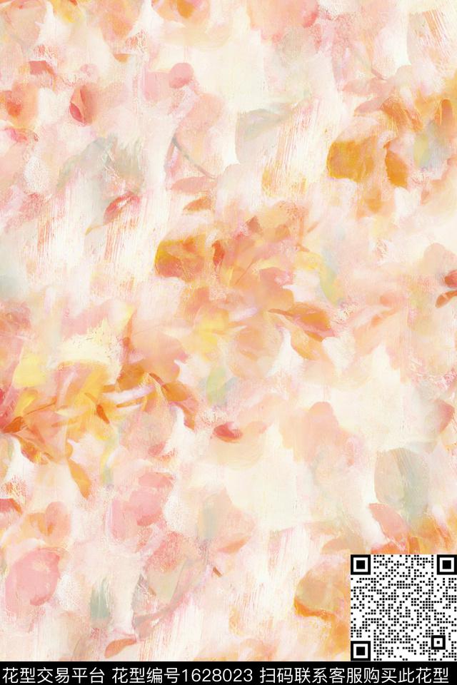 水彩抽象手绘花卉数码印花花型下载（图片编号: 1628023） - 瓦栏（Walan）