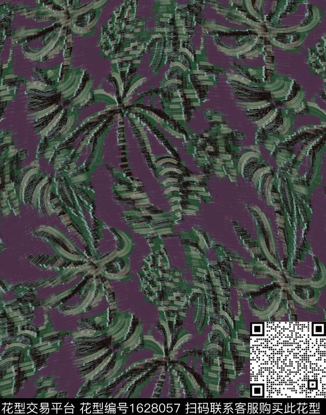 植物手绘油画花型数码印花花型下载（图片编号: 1628057） - 瓦栏（Walan）