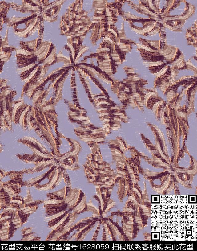 植物手绘油画花型数码印花花型下载（图片编号: 1628059） - 瓦栏（Walan）