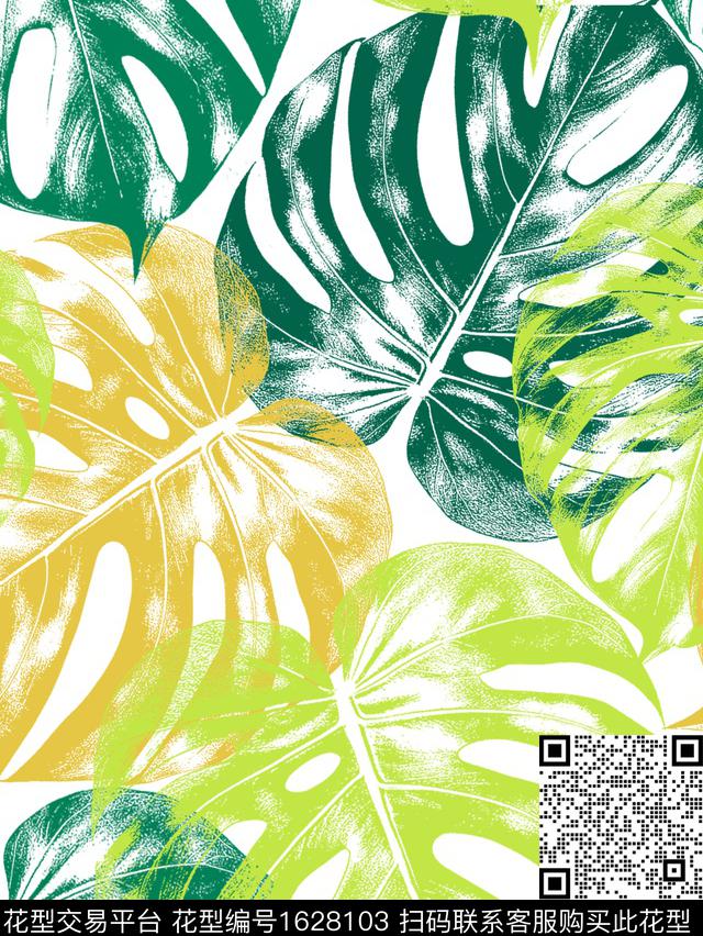 植物床品女装数码印花花型下载（图片编号: 1628103） - 瓦栏（Walan）