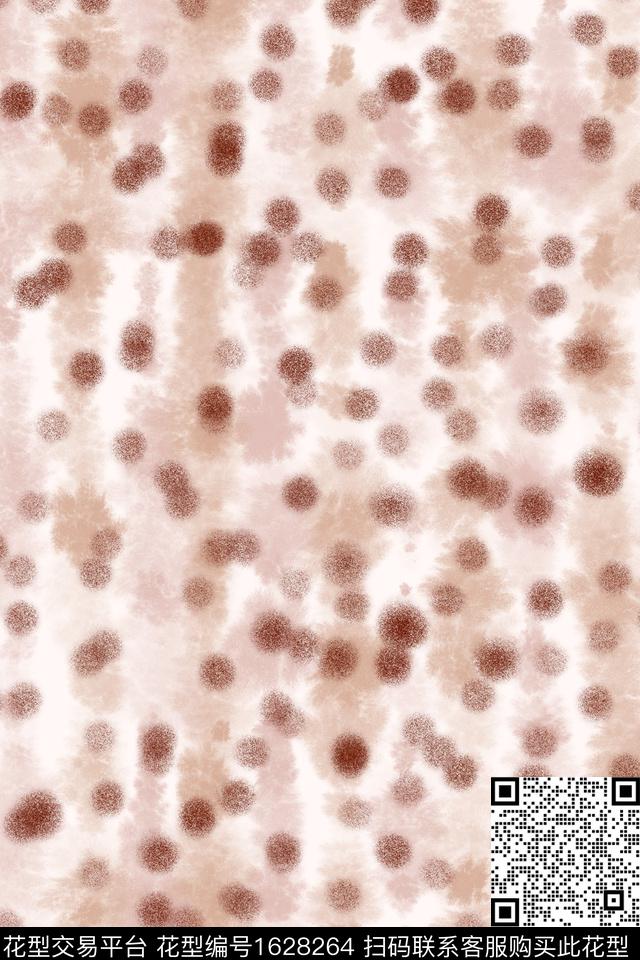 笔触朦胧花卉波点数码印花花型下载（图片编号: 1628264） - 瓦栏（Walan）