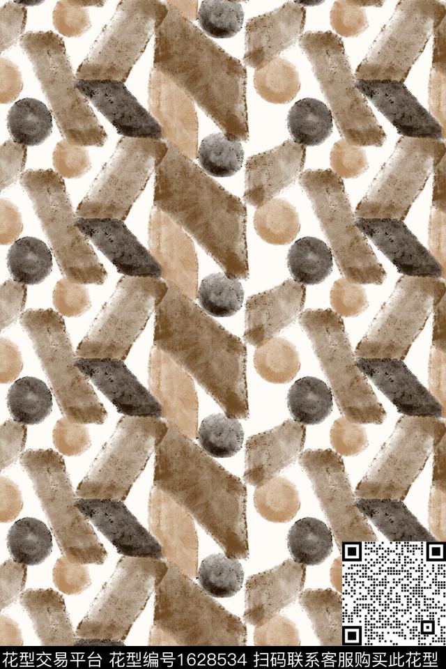 简约笔触几何数码印花花型下载（图片编号: 1628534） - 瓦栏（Walan）
