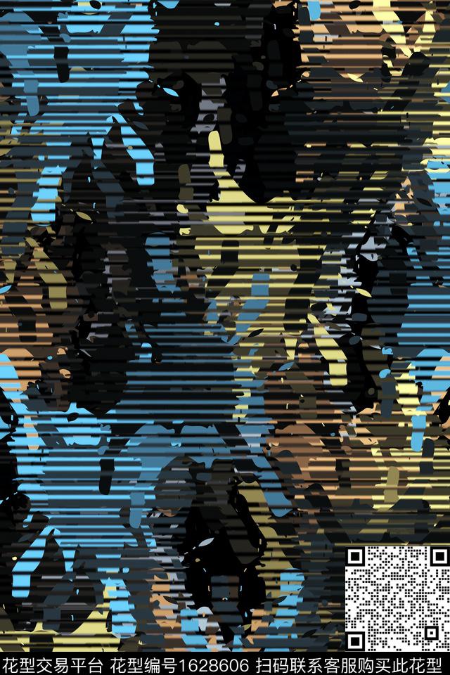 抽象涂鸦条纹数码印花花型下载（图片编号: 1628606） - 瓦栏（Walan）