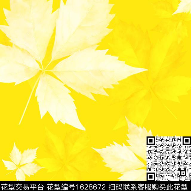 叶子枫叶影花数码印花花型下载（图片编号: 1628672） - 瓦栏（Walan）