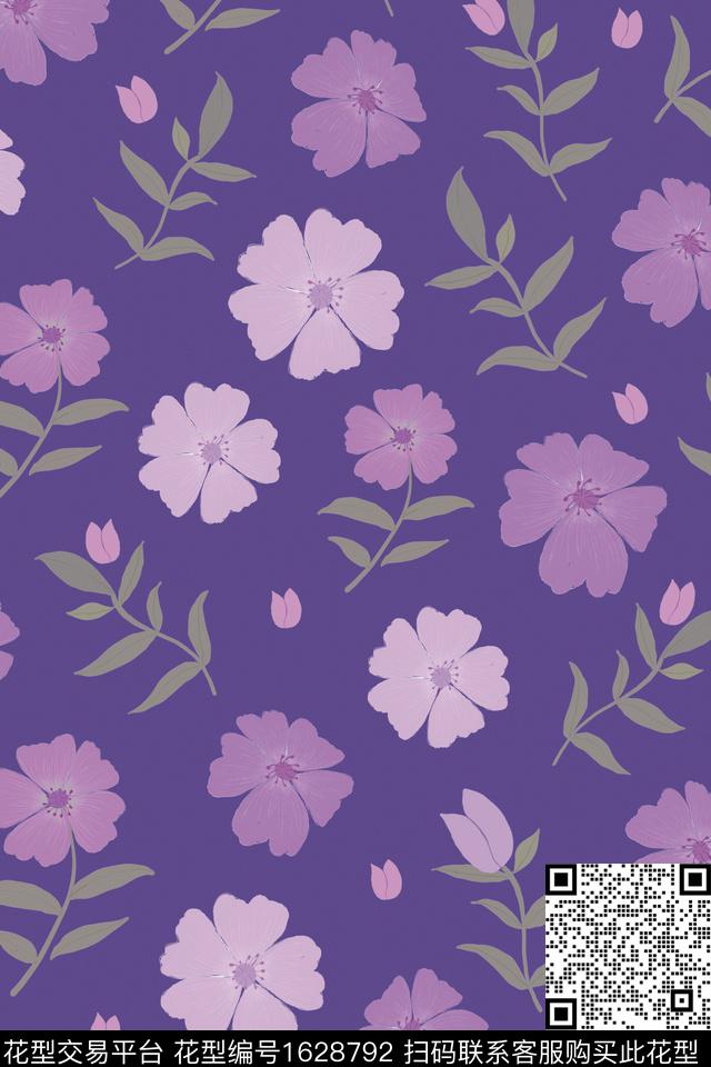 植物树枝小碎花数码印花花型下载（图片编号: 1628792） - 瓦栏（Walan）